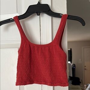 Bozzolo Red Smocked Crop Tank Top